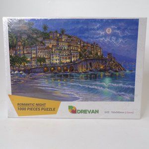 Drevan 1000 Pieces Puzzle Romantic Night Ages 12+ European Seaside Town at Night